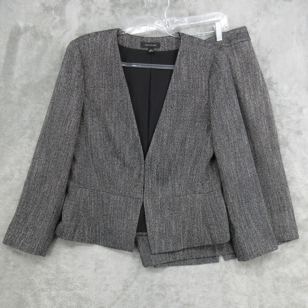 Ann Taylor Skirt Suit Womens Size 12 14 Pencil Straight Office Blazer Career Zip